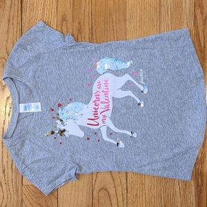 Justice Valentine's Unicorn tee, size 7